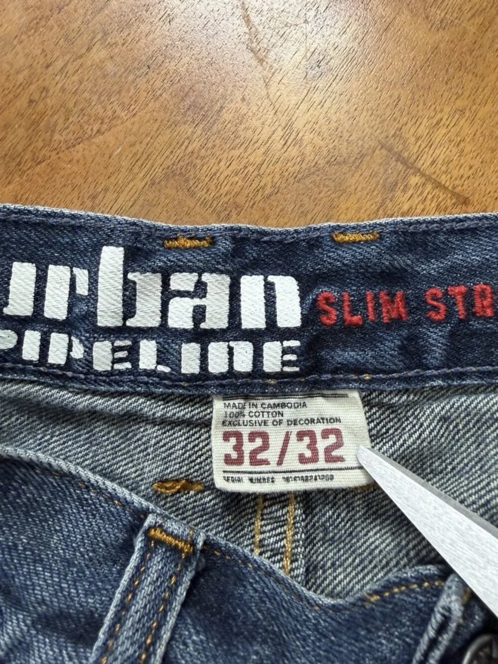 Urban Pipeline Jeans Men 32x32 Blue Denim Slim Straight Leg Distressed